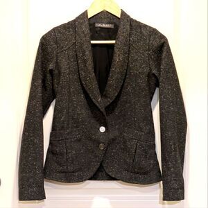 EUC Allison Wonderland 4 Grey Wool Accent Pocket Crop Blazer